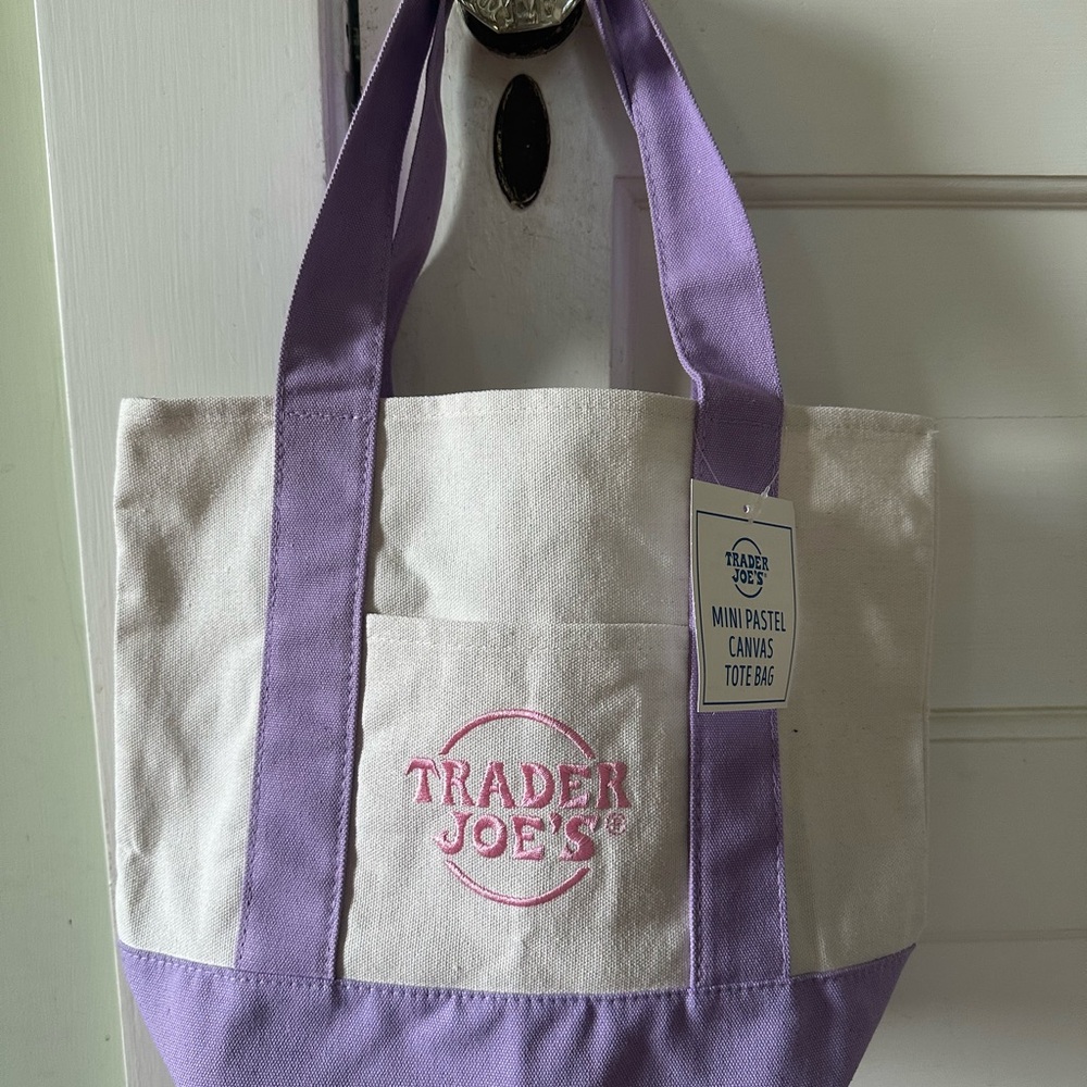 Purple and Cream Canvas Tote Bag